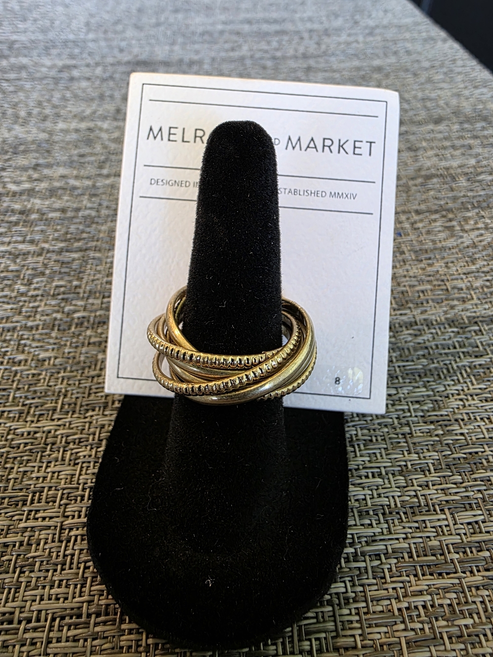 Melrose and Market Gold-Tone Twisted Multi-Band Ring Sz 8